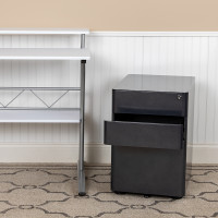 Flash Furniture HZ-CHPL-01-BK-GG Modern 3-Drawer Mobile Locking Filing Cabinet with Anti-Tilt Mechanism and Hanging Drawer for Legal & Letter Files, Black